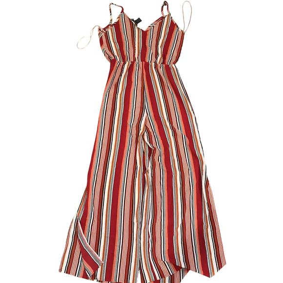 Rue21 Large Romper‎ Dress L Red Orange White Black Polyester Spandex Vietnam - Picture 1 of 12